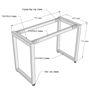 Bàn làm việc 100x60cm gỗ Plywood melamin màu bê tông hệ Rectang HBRT042