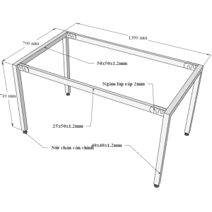 Bàn làm việc 140x80cm gỗ Plywood màu bê tông chân sắt Uconcept HBUC043