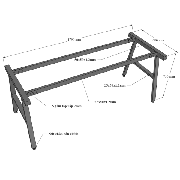 Bàn làm việc 180x70cm gỗ Plywood phủ melamin chân sắt Aconcept HBACHBAC053