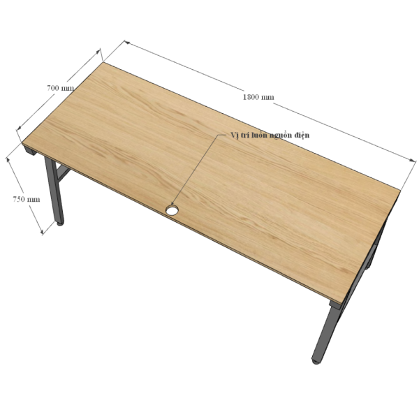 Bàn làm việc 180x70cm gỗ Plywood phủ melamin chân sắt Aconcept HBACHBAC053