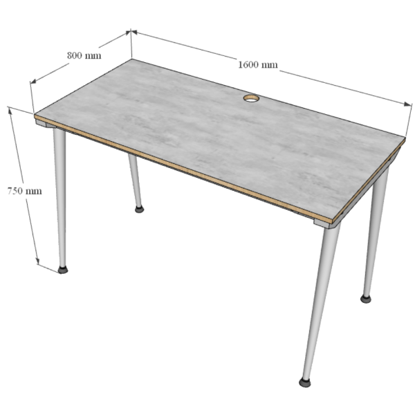 Bàn làm việc 160x80cm gỗ Plywood phủ melamin chân sắt Cone HBCO036