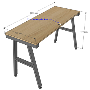 Bàn làm việc 120x50cm gỗ Plywood phủ melamin chân sắt Oval HBOV032