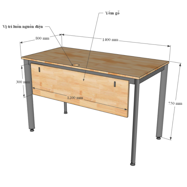 Bàn làm việc 140x80cm gỗ Plywood phủ melamin chân sắt Oval HBOV036