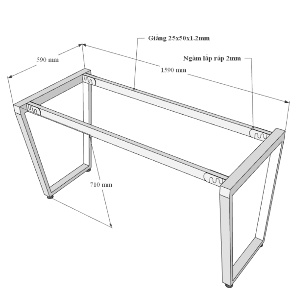 Bàn làm việc 160x60cm gỗ Plywood phủ melamin chân sắt Trapeze HBTC046