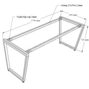 Bàn làm việc 180x70cm gỗ Plywood phủ melamin chân sắt Trapeze HBTC047