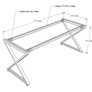 Bàn làm việc 180x70cm gỗ Plywood phủ melamin chân Xconcept HBXC049