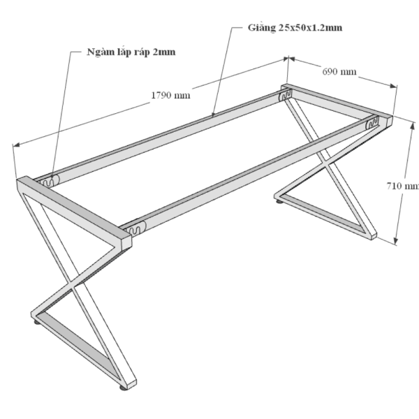 Bàn làm việc 180x70cm gỗ Plywood phủ melamin chân Xconcept HBXC049