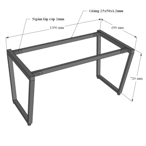 Bàn làm việc 140x70cm gỗ Plywood phủ melamin chân sắt Trapeze HBTC031