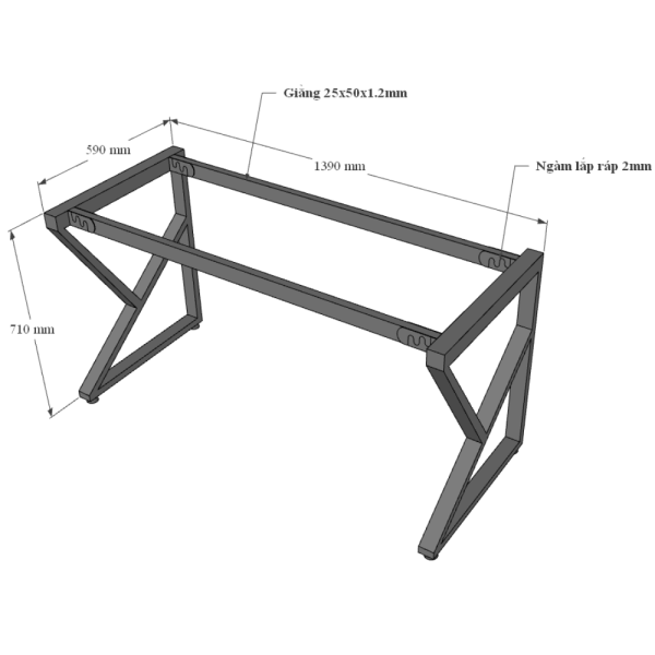 Bàn làm việc 140x60cm gỗ Plywood melamin vân sồi chân sắt hệ Kconcept HBKC029