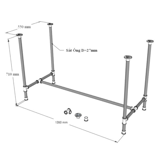 Bàn làm việc 140x60cm gỗ thông chân ông nước SPD68215