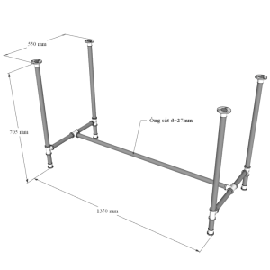 Bàn làm việc 140x60cm gỗ Tràm chân ống nước hệ Wooden HBWD028