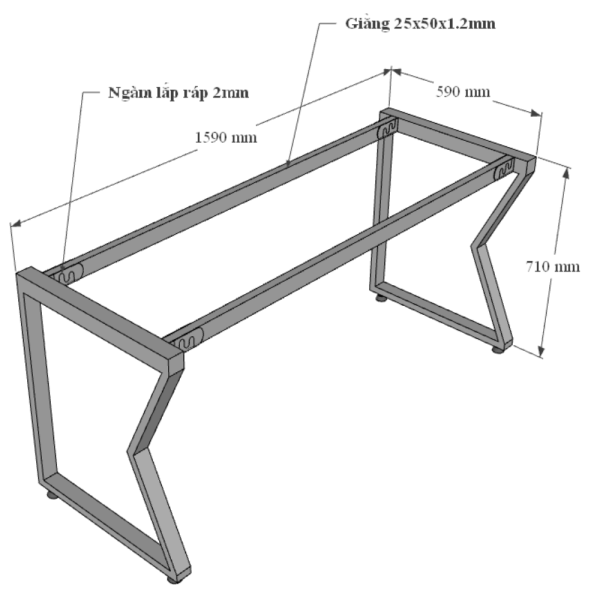 Bàn làm việc 160x60cm gỗ cao su chân sắt hệ Mconcept HBMC031