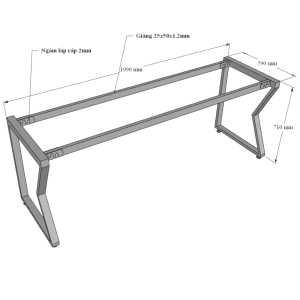 Bàn làm việc 200x60cm gỗ cao su chân sắt hệ Mconcept HBMC032