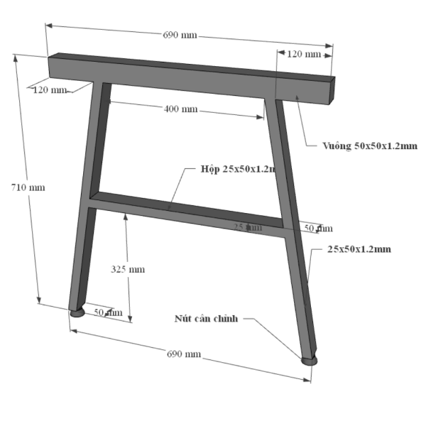 Bàn làm việc 180x70cm gỗ cao su chân sắt hệ Aconcept HBAC029
