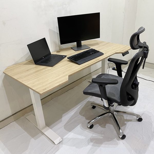 Bàn nâng hạ FlexiDesk gỗ Plywood vân sồi 2 khớp chỉnh điện FLD004
