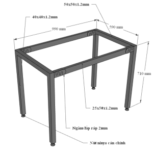 Bàn làm việc 100x60cm gỗ Plywood chân Uconcept HBUC038