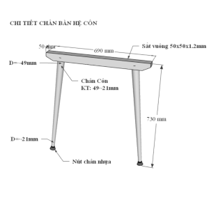 Bàn làm việc 140x70cm gỗ Plywood phủ melamin chân sắt Cone HBCO034