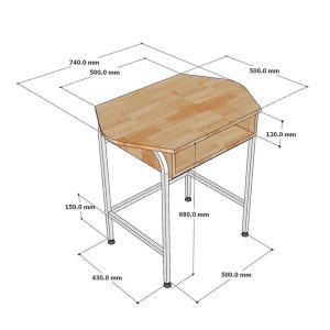 Bàn đơn module gỗ tự nhiên chân sắt PSD034