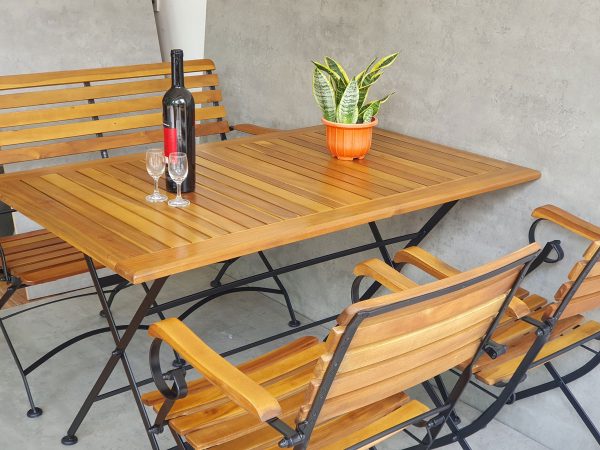 Bàn ngoài trời xếp gọn REFORD 120x75cm gỗ tràm  CFD68075