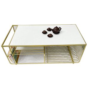 Bàn sofa mặt đá khung sơn màu vàng đồng TT68189