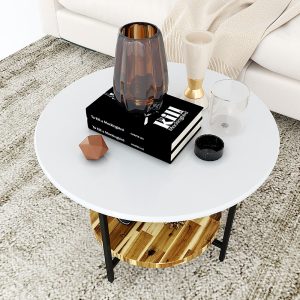 Bàn Sofa Olivia 2 tầng chân sắt TT68132
