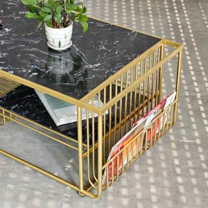 Bàn sofa mặt đá khung sơn màu vàng đồng TT68189