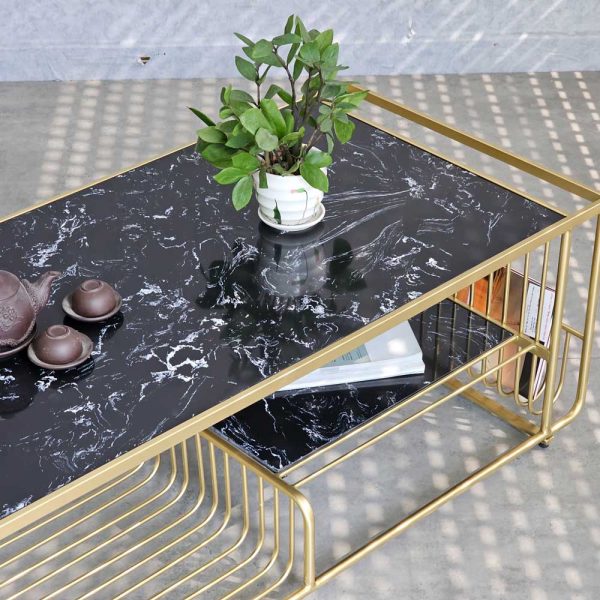 Bàn sofa mặt đá khung sơn màu vàng đồng TT68189