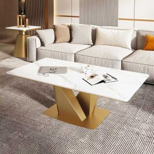 Bàn sofa chữ nhật 120x60x45cm mặt đá ceramic TT68292