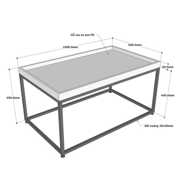Bàn sofa chữ nhật mặt gỗ chân sắt TT68200