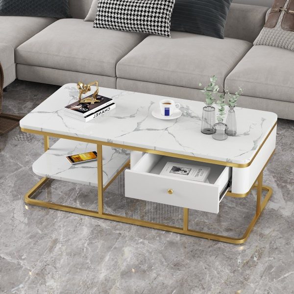 Bàn sofa có hộc tủ khung sắt vàng đồng TT68191