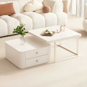 Bàn sofa đôi mặt đá ceramic chân sắt TT68296