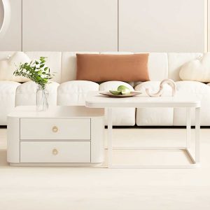 Bàn sofa đôi mặt đá ceramic chân sắt TT68296