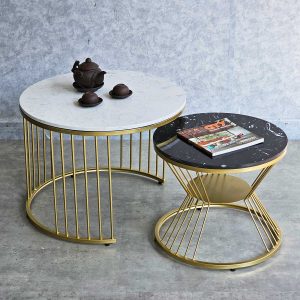 Bàn sofa đôi mặt đá khung sắt TT68214
