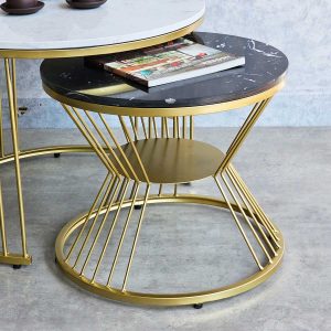 Bàn sofa đôi mặt đá khung sắt TT68214