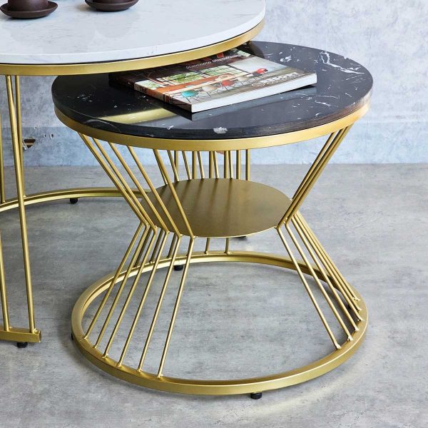 Bàn sofa đôi mặt đá khung sắt TT68214