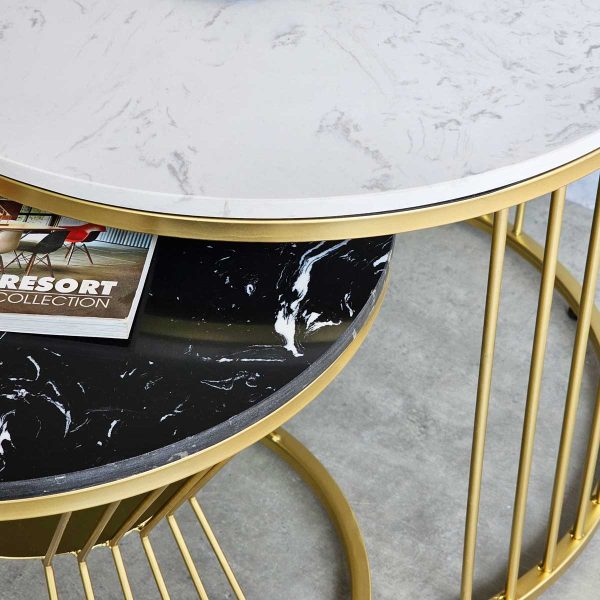 Bàn sofa đôi mặt đá khung sắt TT68214