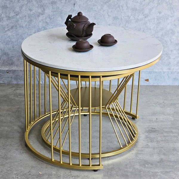 Bàn sofa đôi mặt đá khung sắt TT68214