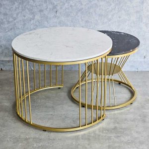 Bàn sofa đôi mặt đá khung sắt TT68214