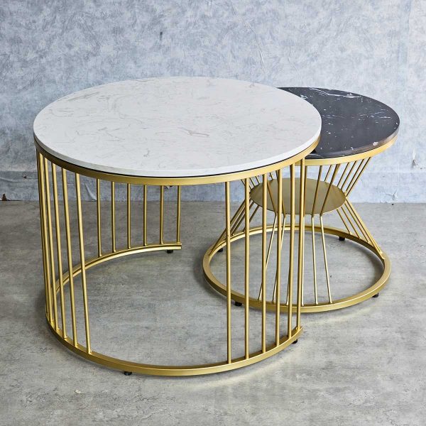 Bàn sofa đôi mặt đá khung sắt TT68214