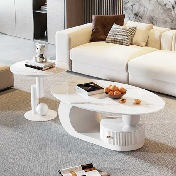 Bàn sofa đôi mặt đá chân sắt TT68288