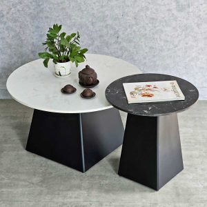 Bàn sofa đôi mặt đá ceramic chân sắt TT68241