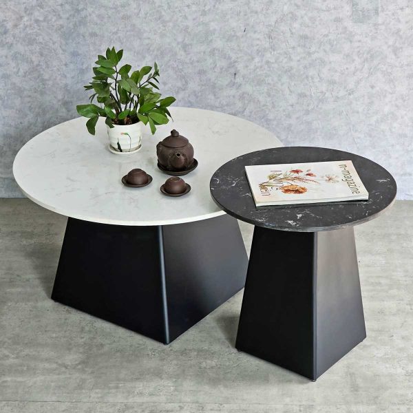 Bàn sofa đôi mặt đá ceramic chân sắt TT68241
