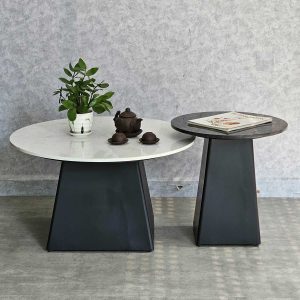 Bàn sofa đôi mặt đá ceramic chân sắt TT68241