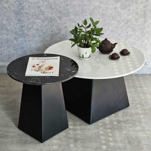 Bàn sofa đôi mặt đá ceramic chân sắt TT68241