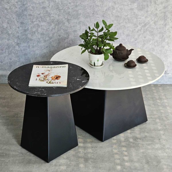 Bàn sofa đôi mặt đá ceramic chân sắt TT68241