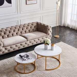 Bàn sofa đôi mặt đá khung sắt TT68211