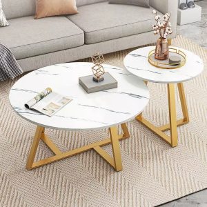 Bàn sofa đôi mặt đá khung sắt TT68213