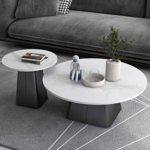 Bàn sofa đôi mặt đá ceramic chân sắt TT68241
