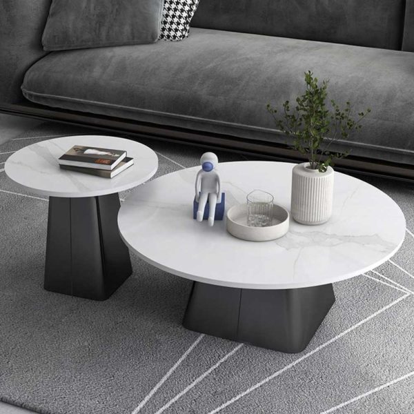 Bàn sofa đôi mặt đá ceramic chân sắt TT68241