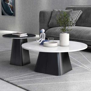 Bàn sofa đôi mặt đá ceramic chân sắt TT68241